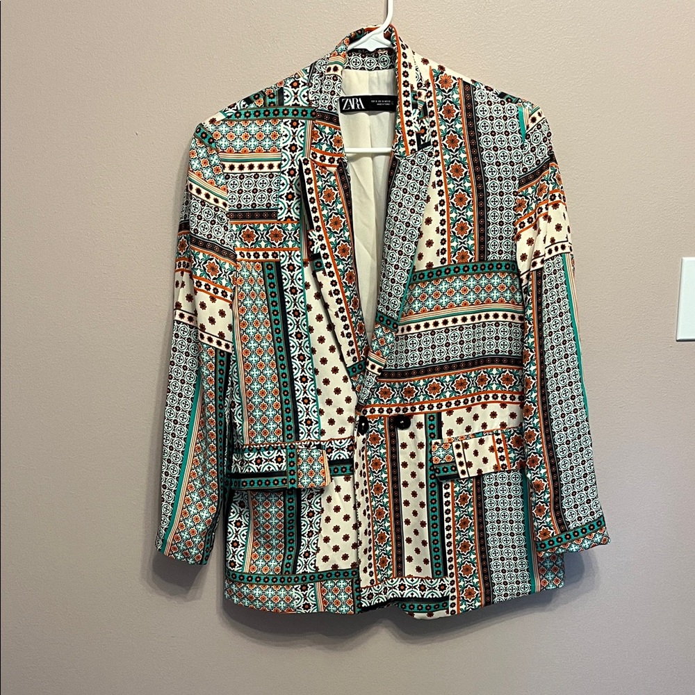 Zara Women's Geometric Multicolor Blazer